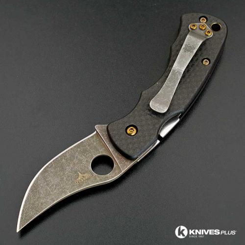 MODIFIED Spyderco Rhino C210CFP Knife - Acid Stonewash - Heat Bronzed Hardware