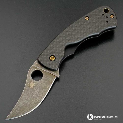 MODIFIED Spyderco Rhino C210CFP Knife - Acid Stonewash - Heat Bronzed Hardware