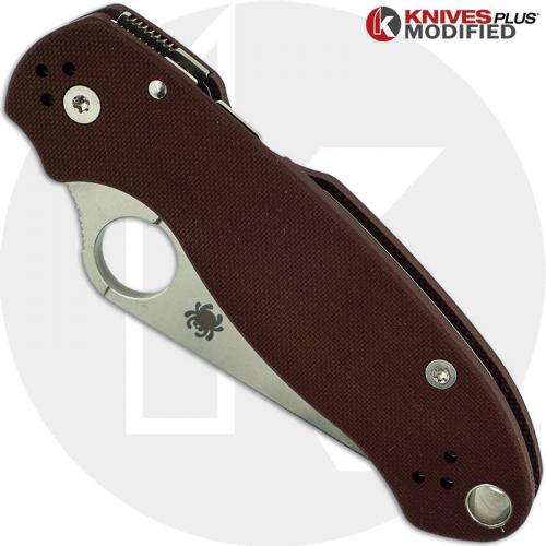 MODIFIED Spyderco Para 3 Maxamet - The Ron Burgundy - Satin - Rit Dyed Handle