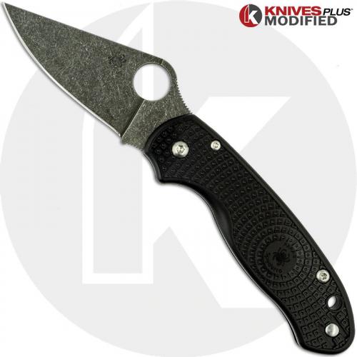 MODIFIED Spyderco Para3 Lightweight - Acid Stonewash - Black FRN Handle