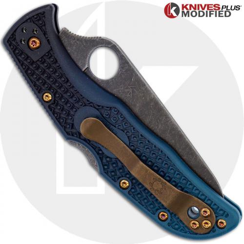 MODIFIED Spyderco K390 Endela Knife - Acid Stonewash - Heat Color Hardware - Rit Dye Fade