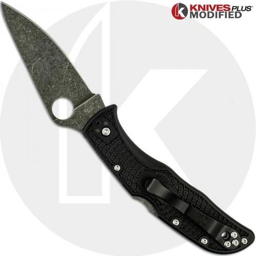 MODIFIED Spyderco Endela Knife - Acid Stonewash - Black Handle