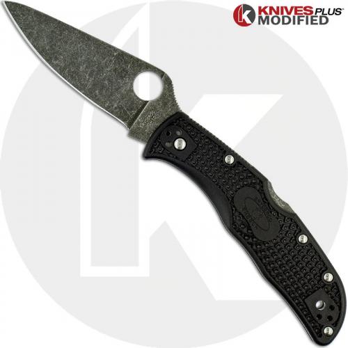 MODIFIED Spyderco Endela Knife - Acid Stonewash - Black Handle