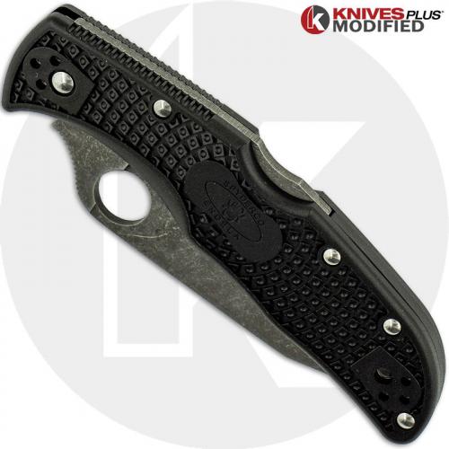 MODIFIED Spyderco Endela Knife - Acid Stonewash - Regrind - Black Handle