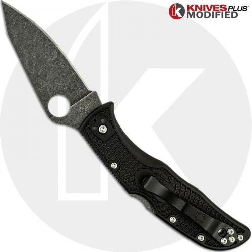 MODIFIED Spyderco Endela Knife - Acid Stonewash - Regrind - Black Handle