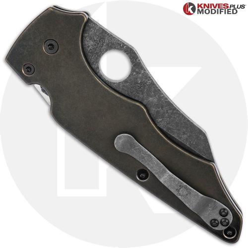 MODIFIED Spyderco Yojumbo Knife + Acid Stonewash Blade + KP Ironforge Titanium Scales + KP All Black Hardware