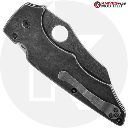 MODIFIED Spyderco Yojumbo Knife + Acid Stonewash Blade + KP Black Titanium Tumbled Scales + KP All Black Hardware