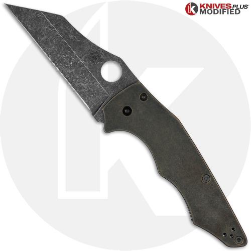 MODIFIED Spyderco Yojumbo Knife + Acid Stonewash Blade + KP Ironforge Titanium Scales + KP All Black Hardware