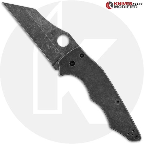 MODIFIED Spyderco Yojumbo Knife + Acid Stonewash Blade + KP Black Titanium Tumbled Scales + KP All Black Hardware