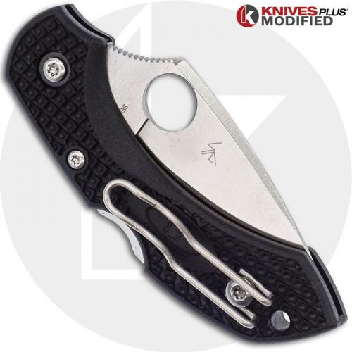 MODIFIED Spyderco S30V Dragonfly - Satin Blade - Black Rit Dyed Handle