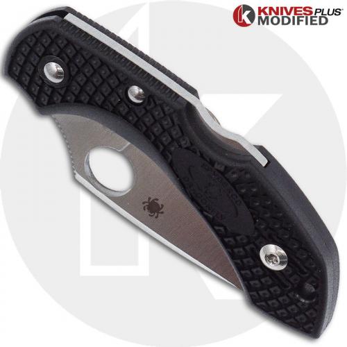 MODIFIED Spyderco S30V Dragonfly - Satin Blade - Black Rit Dyed Handle