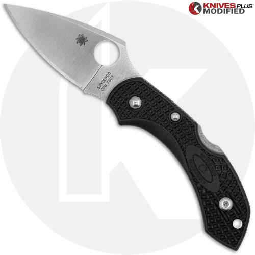 MODIFIED Spyderco S30V Dragonfly - Satin Blade - Black Rit Dyed Handle