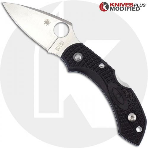 MODIFIED Spyderco S30V Dragonfly - Satin Blade - Black Rit Dyed Handle