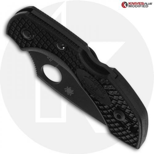 MODIFIED Spyderco S30V Dragonfly - Blackout - Black Rit Dyed Handle
