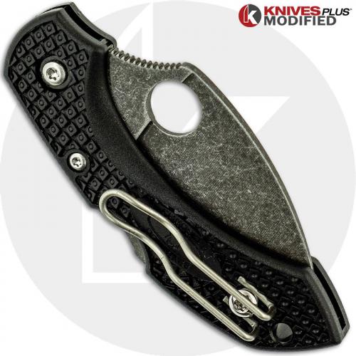 MODIFIED Spyderco Dragonfly 2 - Wharncliffe - Acid Stonewash - Black Handle