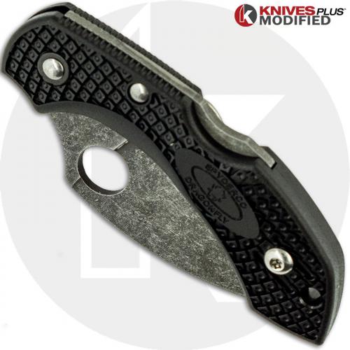 MODIFIED Spyderco Dragonfly 2 - Wharncliffe - Acid Stonewash - Black Handle