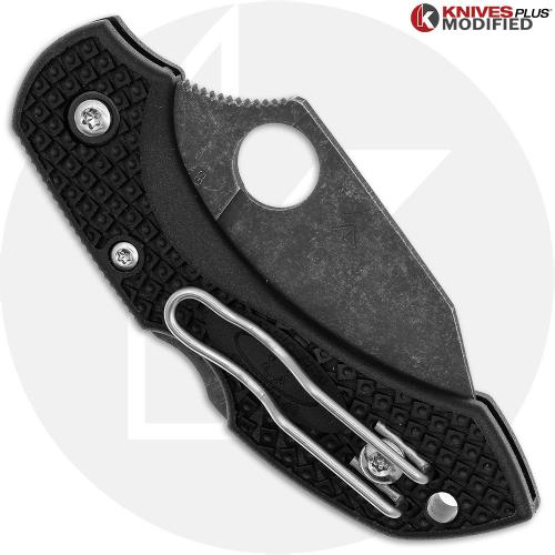 MODIFIED Spyderco Dragonfly 2 - Wharncliffe - Acid Stonewash - Regrind - Black Handle