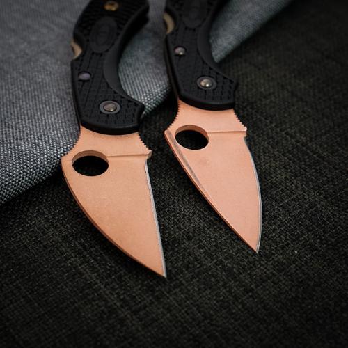 MODIFIED Spyderco Dragonfly 2 - Wharncliffe - CopperWashed - Black Handle