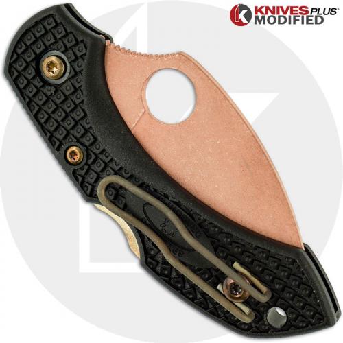 MODIFIED Spyderco Dragonfly 2 - Wharncliffe - CopperWashed - Black Handle