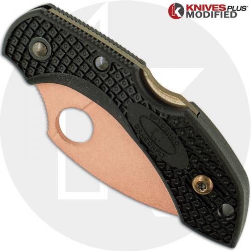MODIFIED Spyderco Dragonfly 2 - Wharncliffe - CopperWashed - Black Handle