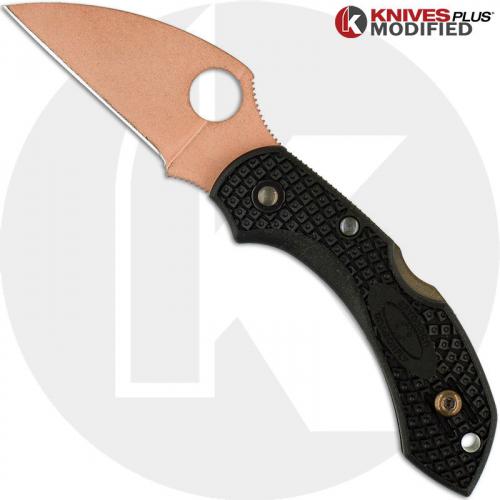 MODIFIED Spyderco Dragonfly 2 - Wharncliffe - CopperWashed - Black Handle