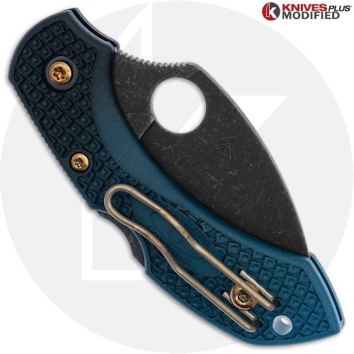 MODIFIED Spyderco K390 Wharncliffe Dragonfly Knife - Acid Stonewash - Heat Color Hardware - Rit Dye Fade