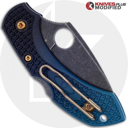 MODIFIED Spyderco K390 Dragonfly Knife - Acid Stonewash - Heat Color Hardware - Rit Dye Fade