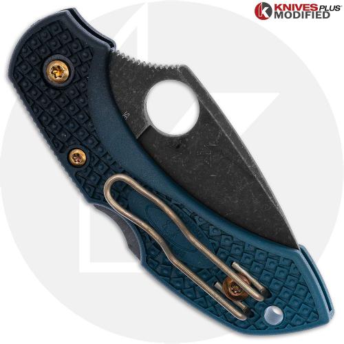 MODIFIED Spyderco K390 Dragonfly Knife - Acid Stonewash - Heat Color Hardware - Rit Dye Fade