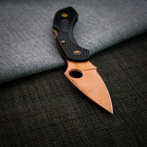 MODIFIED Spyderco Dragonfly 2 Knife - CopperWash - Black Handle