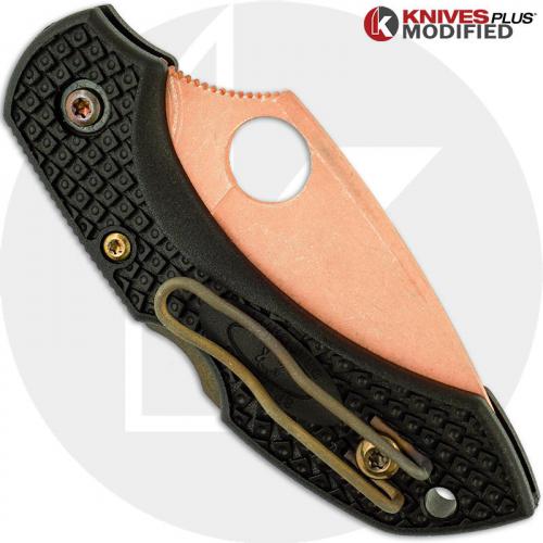 MODIFIED Spyderco Dragonfly 2 Knife - CopperWash - Black Handle