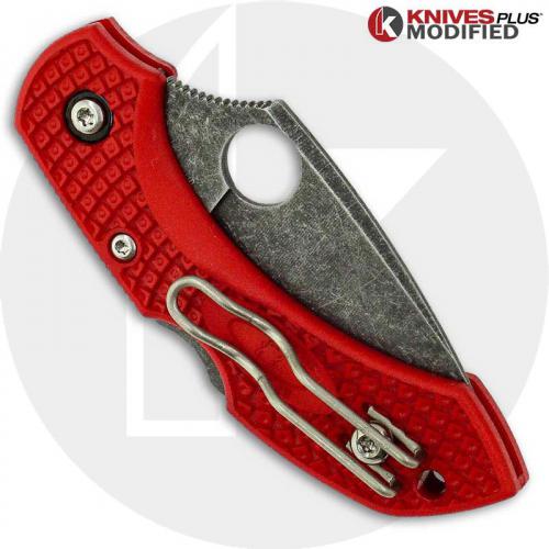 MODIFIED Spyderco Dragonfly 2 - The Red Dragon - ACID WASH - Cherry Red Handle