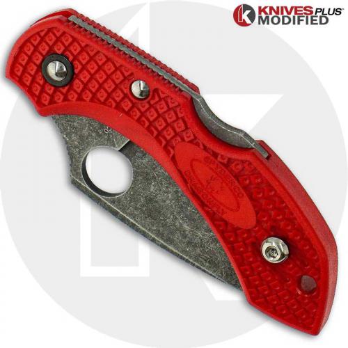 MODIFIED Spyderco Dragonfly 2 - The Red Dragon - ACID WASH - Cherry Red Handle