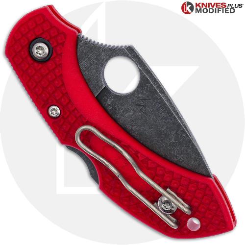 MODIFIED Spyderco Dragonfly 2 - The Red Dragon - ACID WASH - Cherry Red Handle