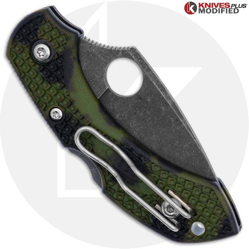 MODIFIED Spyderco Dragonfly 2 - ACID WASH - Zome Green Handle