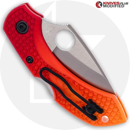 MODIFIED Spyderco Dragonfly 2 Salt Knife - Satin Blade - Red Fade Rit Dye