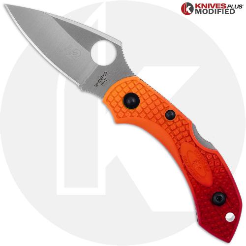 MODIFIED Spyderco Dragonfly 2 Salt Knife - Satin Blade - Red Fade Rit Dye