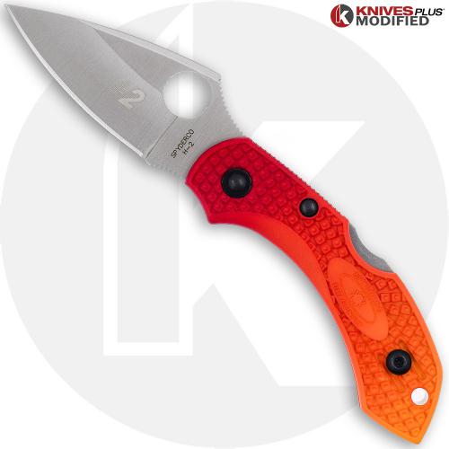 MODIFIED Spyderco Dragonfly 2 Salt Knife - Satin Blade - Red Fade Rit Dye