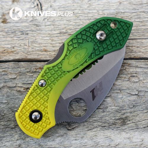 MODIFIED Spyderco Dragonfly Salt Hawkbill - GREEN Fade Rit Dye Handle