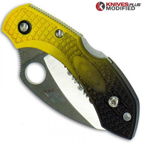 MODIFIED Spyderco Dragonfly Salt Hawkbill - BLACK Fade Rit Dye Handle
