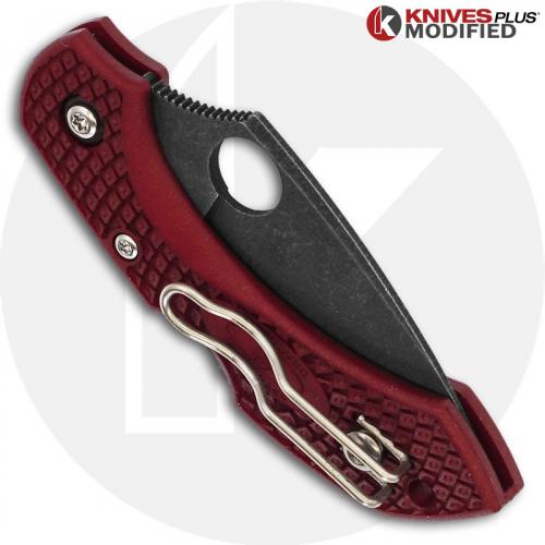 MODIFIED Spyderco Dragonfly 2 - The Red Dragon - ACID WASH - Cherry Red Handle