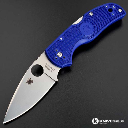 MODIFIED Spyderco Native 5 - BLUE - Satin - Rit Dyed Handle