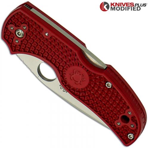 MODIFIED Spyderco Native 5 - The Red Dragon - Satin - Rit Dyed Handle