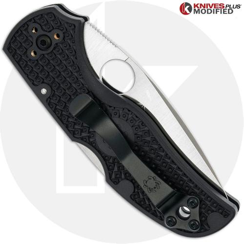 MODIFIED Spyderco Native 5 Salt Knife - Satin MagnaCut Leaf - BLACK Rit Dye Handle
