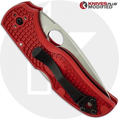 MODIFIED Spyderco Native 5 Salt MagnaCut Knife - The Red Dragon - Satin - Rit Dyed Handle