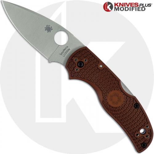 MODIFIED Spyderco Native 5 Salt LC200N Knife - Brown - Satin - Rit Dyed Handle