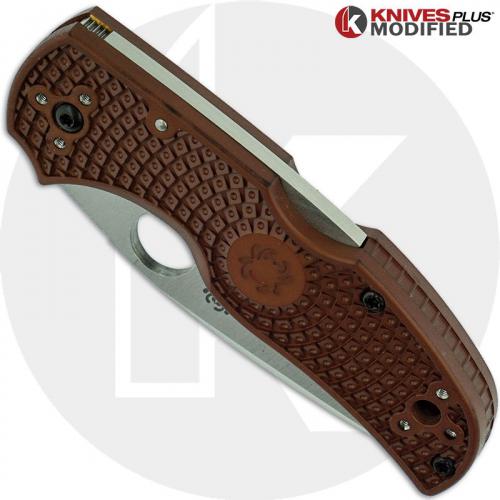 MODIFIED Spyderco Native 5 Salt LC200N Knife - Brown - Satin - Rit Dyed Handle