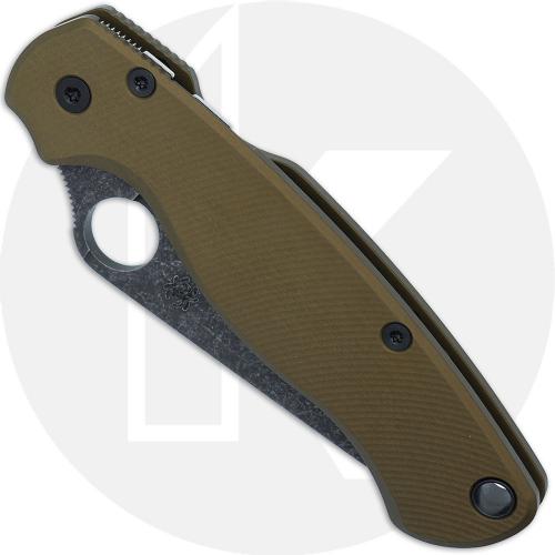 MODIFIED Spyderco Para Military 2 Knife with Acid Stonewash Blade + AWT Agent PM2 FDE Scales + KP All Black Hardware