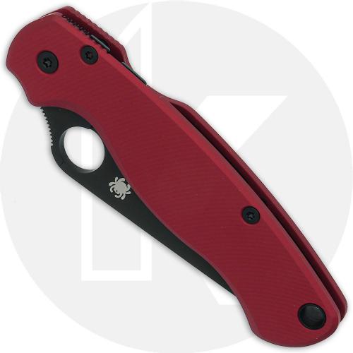 MODIFIED Spyderco Para Military 2 Knife with Black DLC Blade + AWT Agent PM2 Weathered Red Scales