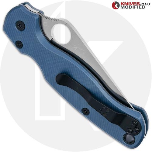 MODIFIED Spyderco Para Military 2 Salt Knife - Satin MagnaCut + AWT Exclusive Midnight Blue Scales