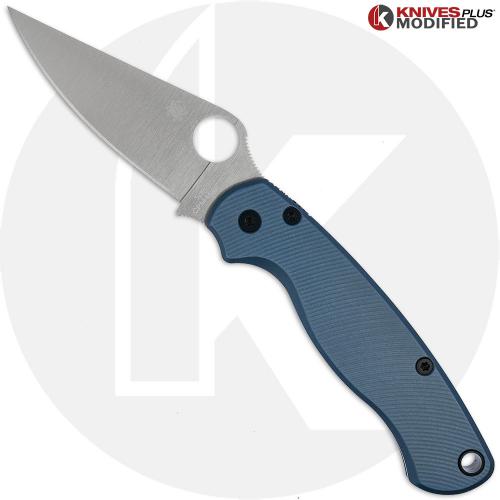 MODIFIED Spyderco Para Military 2 Salt Knife - Satin MagnaCut + AWT Exclusive Midnight Blue Scales